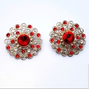Earrings Red Crystal Delta Sorority Colors